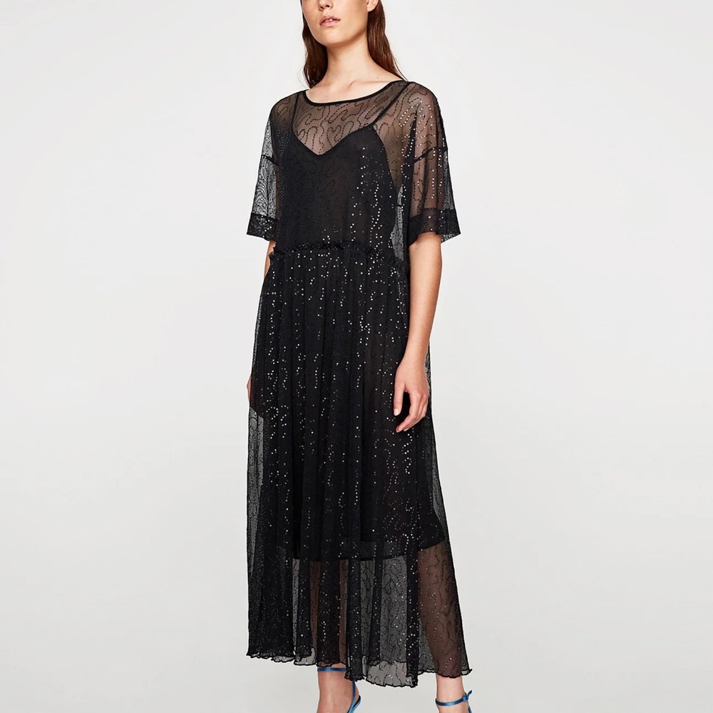 Sheer Black Zara Dress with Sequins